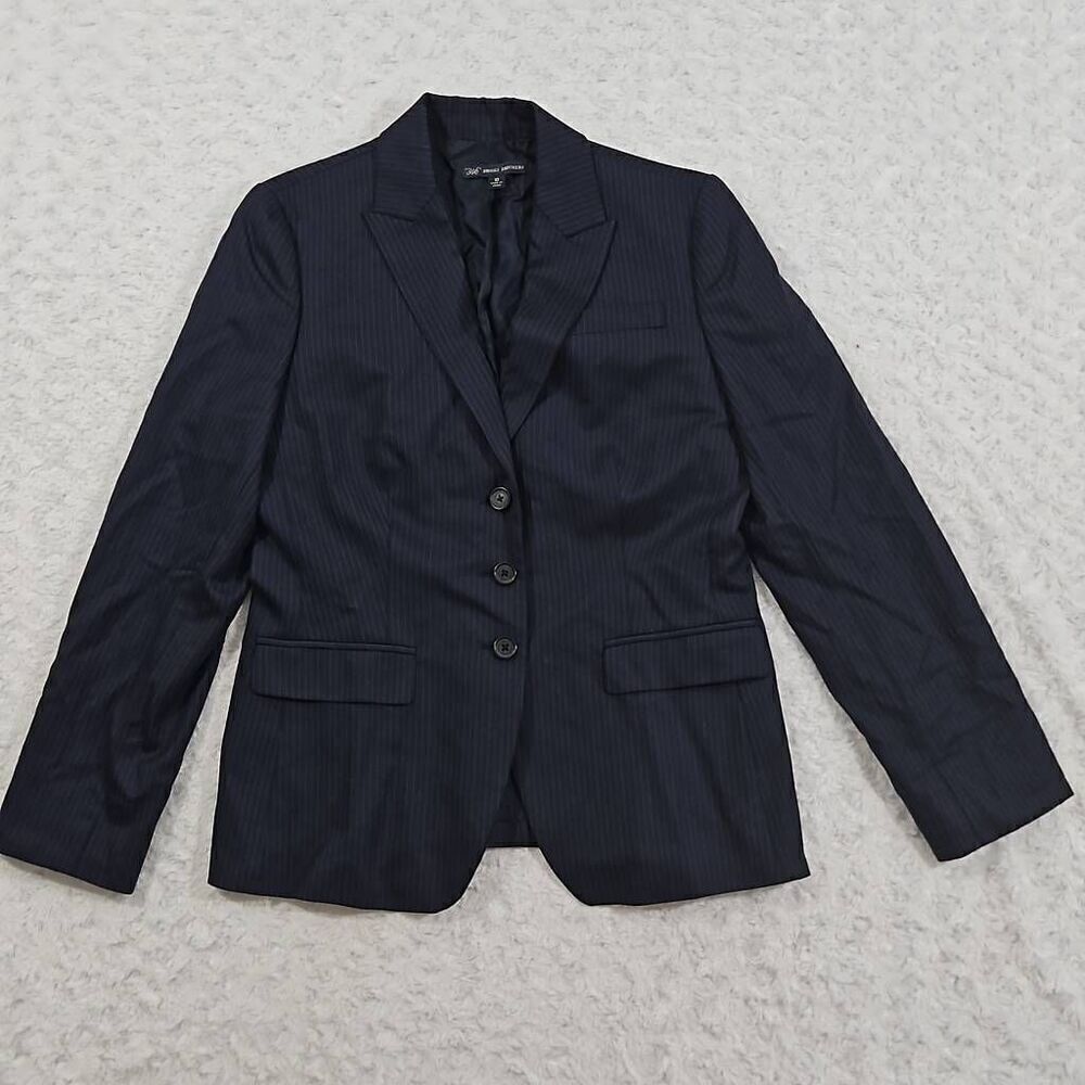 Brooks Brothers Womens size 10 business suit coat blue pin striped blazer jacket